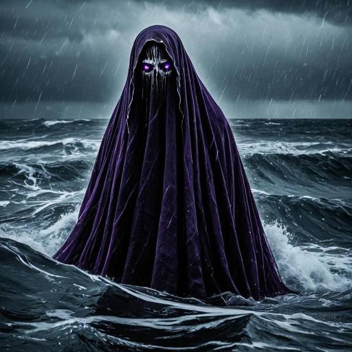 Ghostly Wraith in Stormy Sea