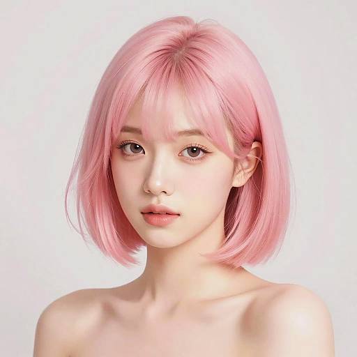 Young Woman with Soft Pink Bob Hair