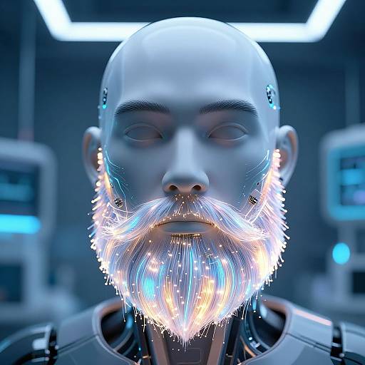 3D Android Face with Fiber Optic Beard