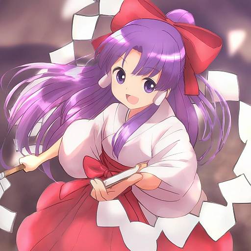 Illustration of Hakurei reimu (pc-98), touhou in the style of Nyama