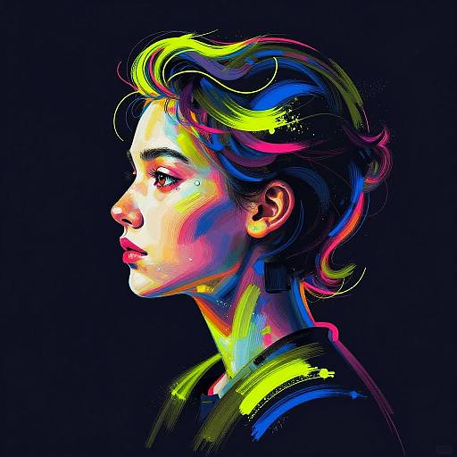 Stylized Neon Brushstroke Portraits