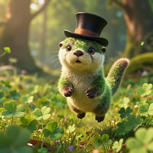 Dreamy Otter in Shamrock Field