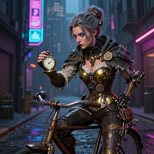 Steampunk Cyberpunk Time-Travel Scientist