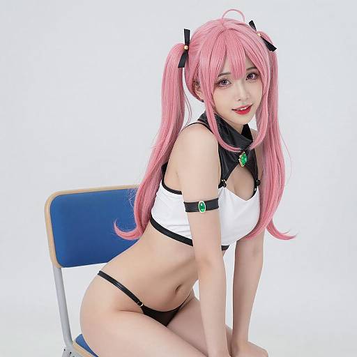 Playful Pink Twin-Tails Cosplay Photo