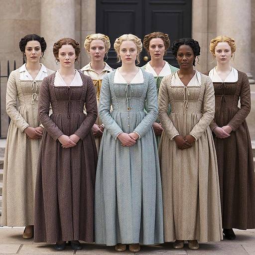 Women in Historical Jane Seymour Style Dresses