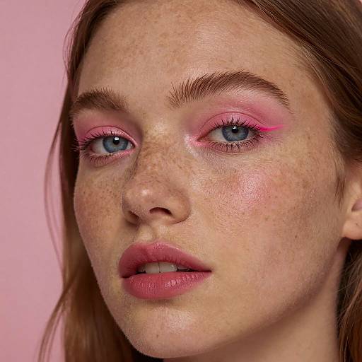 Freckled Beauty in Bold Pink Aesthetics