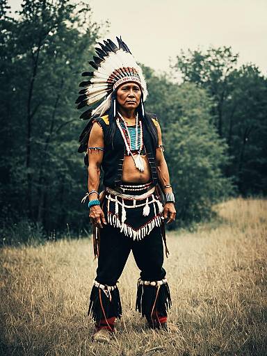 Realistic Full-Body American Indian Cosplay