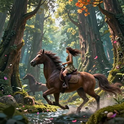 Naturans Riding Mythical Beasts Through Enchanted Forest