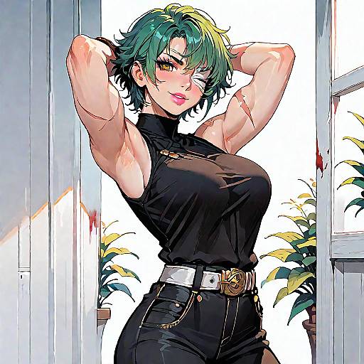Muscular Anime Girl with Scars