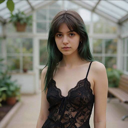 Cinematic Portrait of Woman in Conservatory