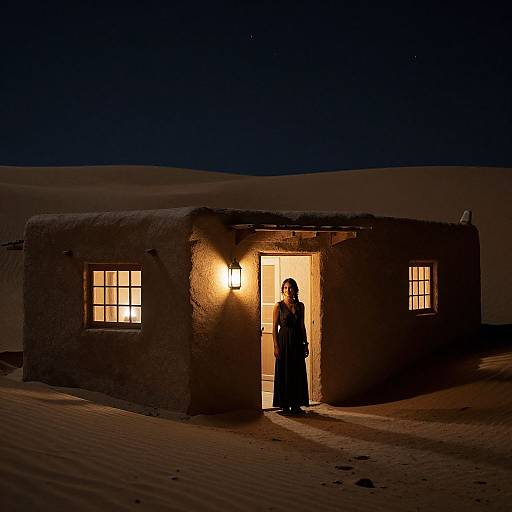 Lantern-Lit Desert Night Scene