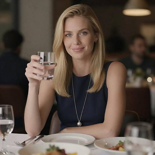 Dimly Lit Restaurant Portrait Blonde Woman
