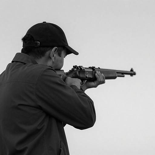 Aiming in Silence: A Black-and-White Portrait