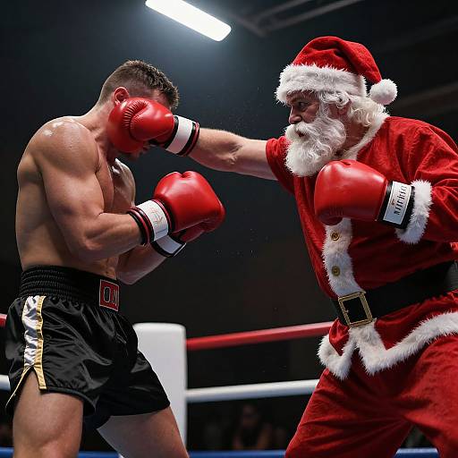 Santa Claus Boxing Intense Match