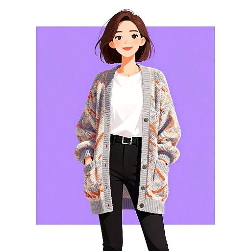 Chic Woman in Layered Casual Outfit