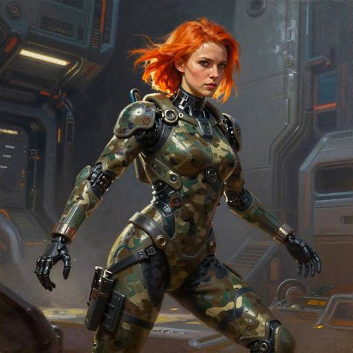 Bio Hunter Cyborg in Camouflage Suit