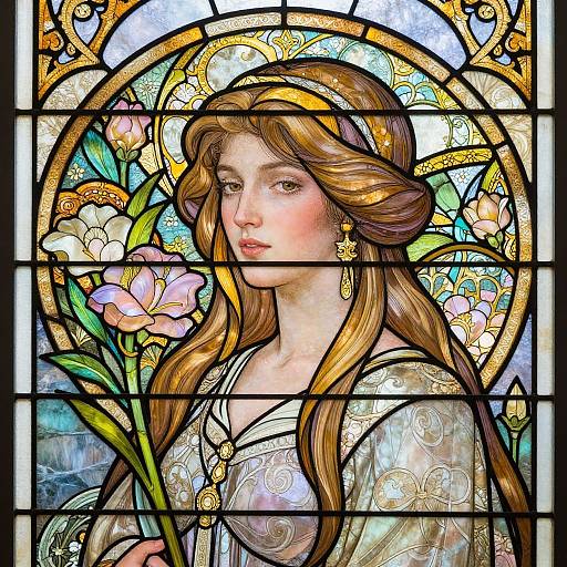 Art Nouveau Stained Glass Portrait