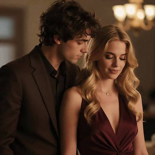 Intimate Romantic Moment in Soft Lighting