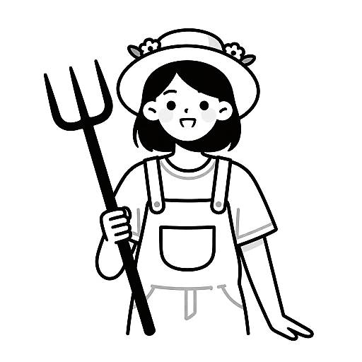 Petite Florist Girl Line Art