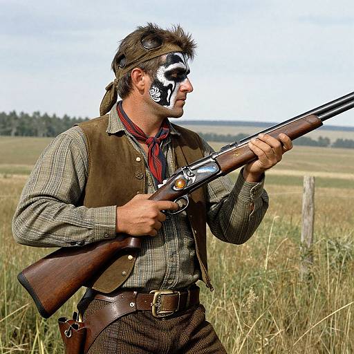 Velvet Apache Warrior Holding Winchester 1873 Rifle