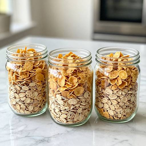 Layered Breakfast Jars on Marble