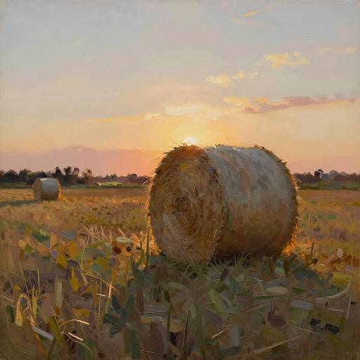 Impressionist Sunset Hay Bale