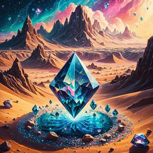 Floating Crystal in Magical Desert