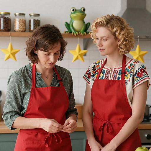 Two Women in Cozy Kitchen Scene