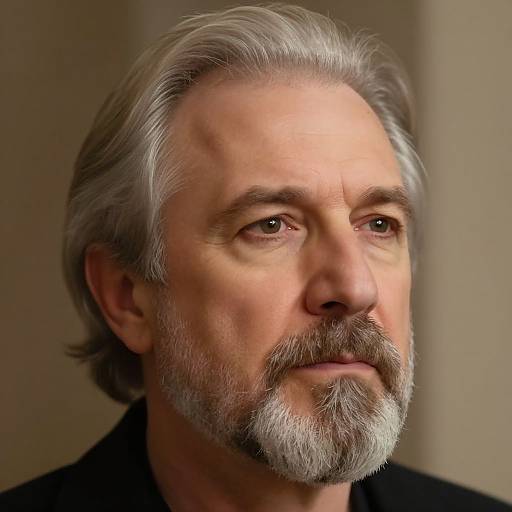 Close-up photograph of a middle-aged man with gray hair, a full gray beard, and thoughtful expression, wearing a dark jacket.