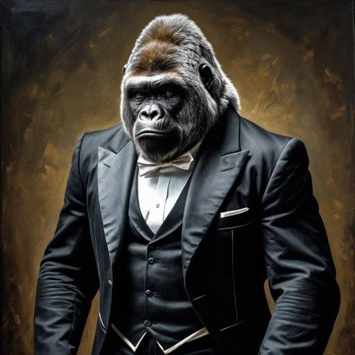 Silverback Gorilla in Formal Attire Oil Painting