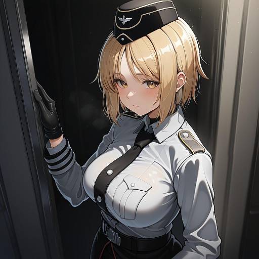 Illustration of Mp40 (girls' frontline), girls' frontline in the style of Hanazawa suou