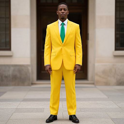 Man in Yellow Suit with Green Tie