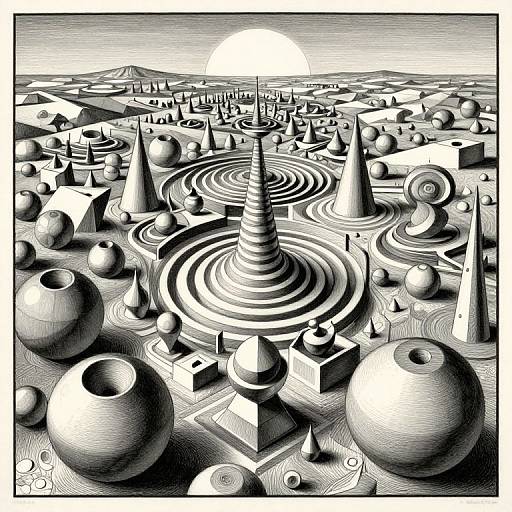 Escher-Inspired Surreal Aerial Geometry