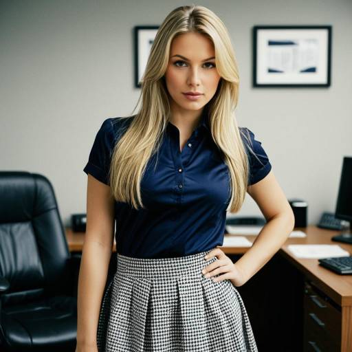 Realistic Blonde Girl in Office Wear