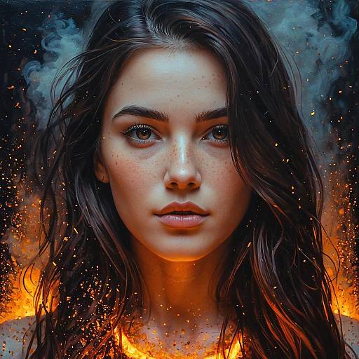 Portrait of Woman with Glowing Embers