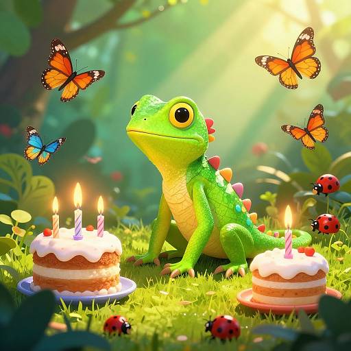 Lizard Birthday Celebration in Nature