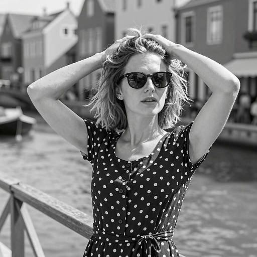 Woman in Polka Dot Dress by Canal