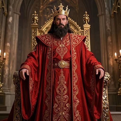 Majestic Bearded King in Gothic Hall