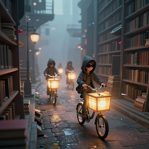 Cyberpunk Librarians on Glowing Tricycles