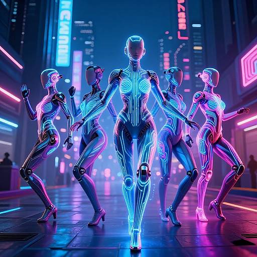 Avastars Dancing in Neon Cyberpunk City
