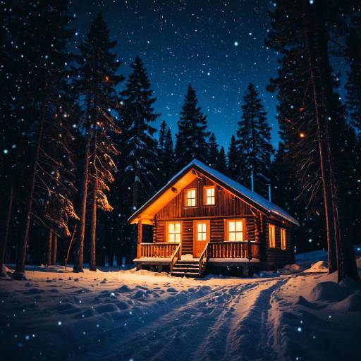 Serene Winter Cabin in Snowy Forest
