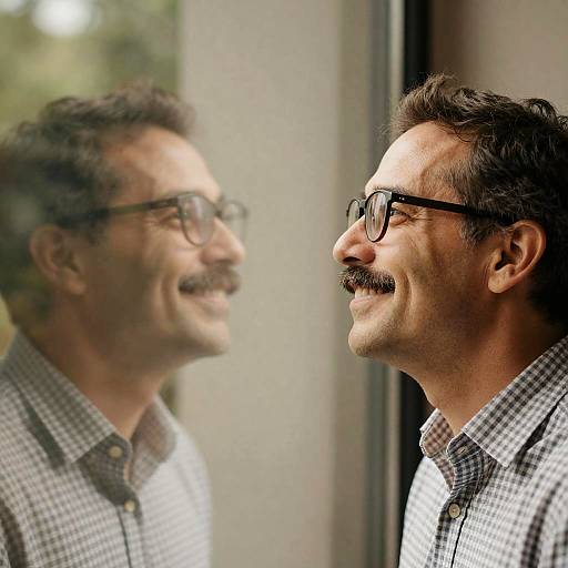 Warm Reflection of a Smiling Man