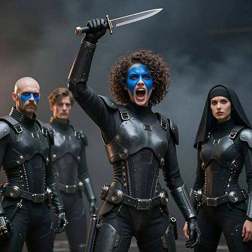 Futuristic Figures in Dark Bodysuits