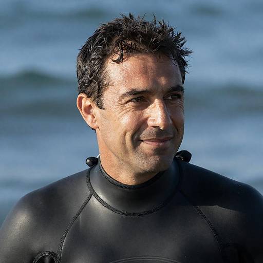 Middle-aged Man in Black Wetsuit Portrait