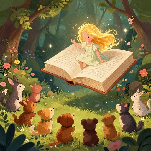 Whimsical Girl Narrates Floating Tome