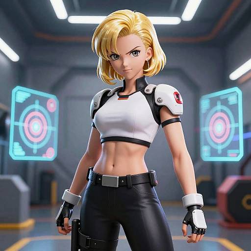Anime Android 18 with Exo-Boosters
