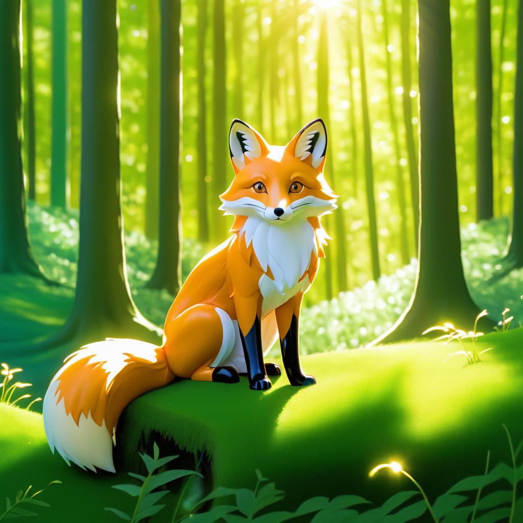 Playful Fox in a Serene Forest Clearing