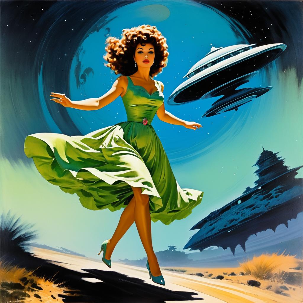 Retro Sci-Fi Art: Woman vs. Creature