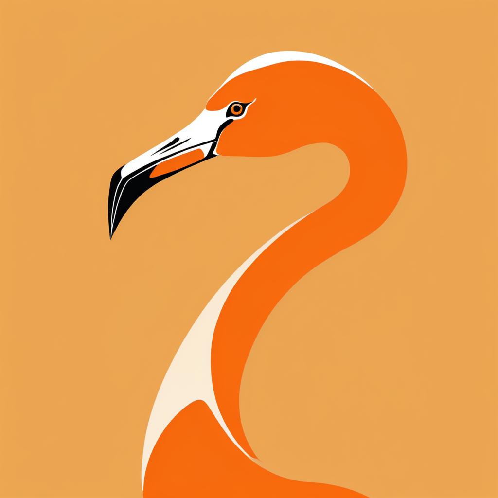 Minimalist Flamingo in Ochre Color