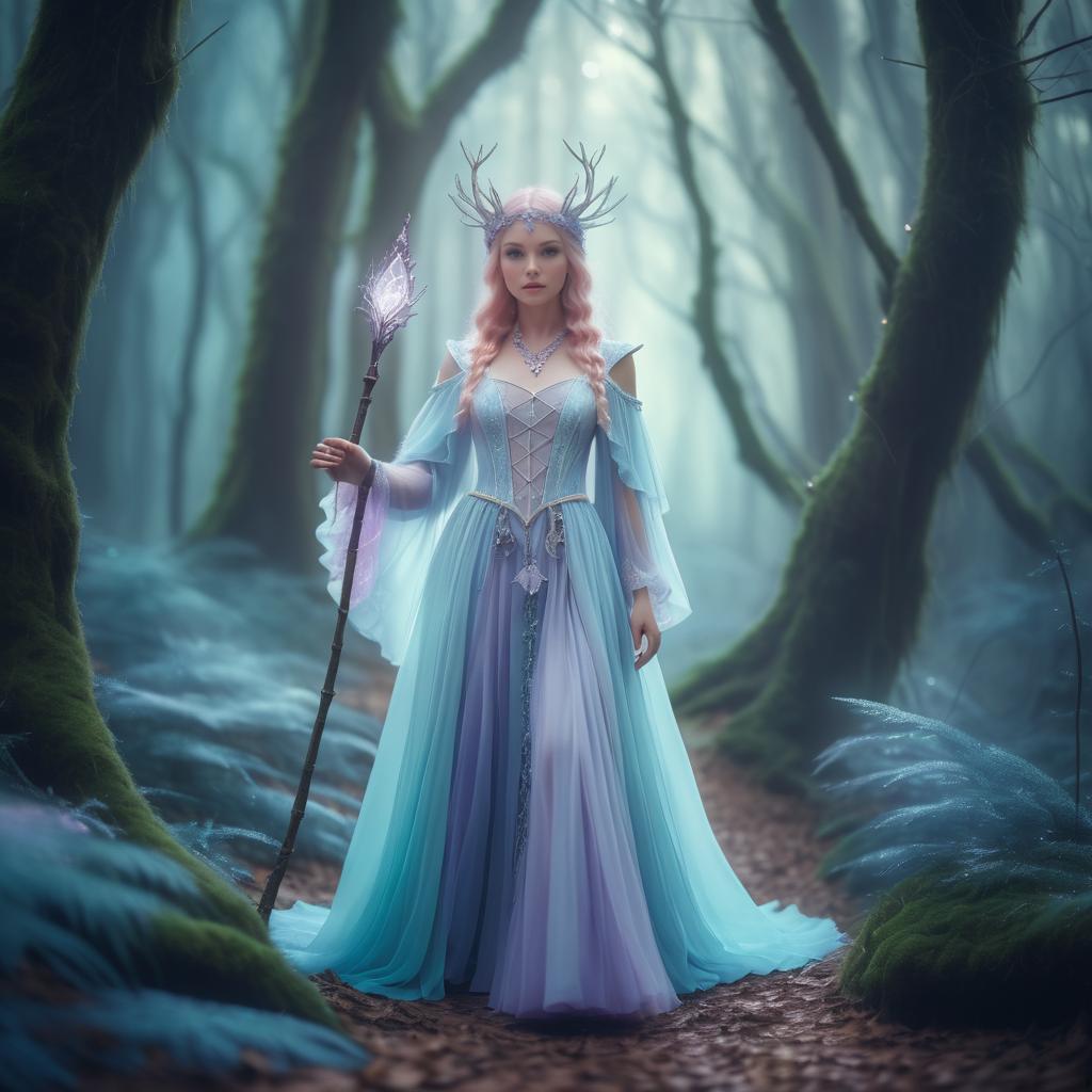 Enchanting Sorceress in Mystical Forest